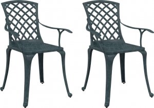 vidaXL vidaXL Krzesła ogrodowe 2 szt., zielone, odlewane aluminium 2