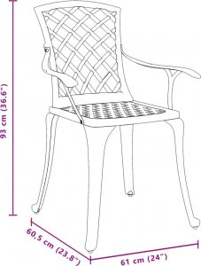 vidaXL vidaXL Krzesła ogrodowe 2 szt., zielone, odlewane aluminium 10