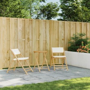 vidaXL vidaXL Składane krzesła bistro, 2 szt., z kremowymi poduszkami, bambus 3