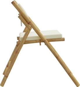 vidaXL vidaXL Składane krzesła bistro, 2 szt., z kremowymi poduszkami, bambus 6