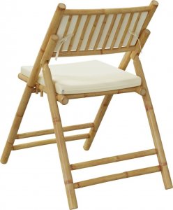 vidaXL vidaXL Składane krzesła bistro, 2 szt., z kremowymi poduszkami, bambus 7