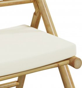 vidaXL vidaXL Składane krzesła bistro, 2 szt., z kremowymi poduszkami, bambus 9