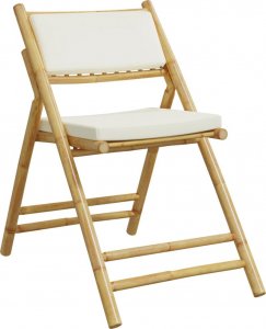 vidaXL vidaXL Składane krzesła bistro, 5 szt., kremowe poduszki, bambus 4