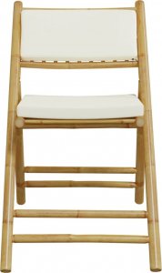vidaXL vidaXL Składane krzesła bistro, 5 szt., kremowe poduszki, bambus 5