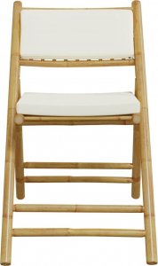 vidaXL vidaXL Składane krzesła bistro, 4 szt., kremowe poduszki, bambus 4