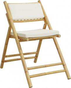 vidaXL vidaXL Składane krzesła bistro, 6 szt., kremowe poduszki, bambus 3