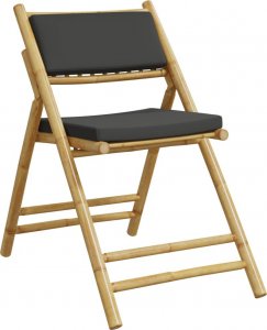 vidaXL vidaXL Składane krzesła bistro, 6 szt., ciemnoszare poduszki, bambus 3