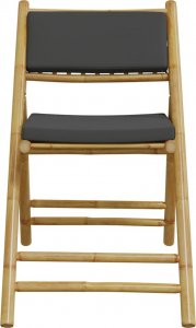 vidaXL vidaXL Składane krzesła bistro, 6 szt., ciemnoszare poduszki, bambus 4