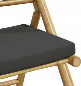 vidaXL vidaXL Składane krzesła bistro, 6 szt., ciemnoszare poduszki, bambus 8