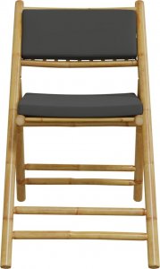 vidaXL vidaXL Składane krzesła bistro, 4 szt., ciemnoszare poduszki, bambus 4