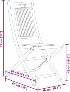 vidaXL Składane krzesła ogrodowe, 6 szt., 46x66x99 cm, bambusowe 10