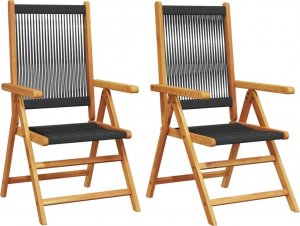 vidaXL vidaXL Krzesła ogrodowe, 2 szt., czarne, drewno akacjowe i PP 2