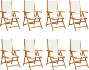 vidaXL vidaXL Rozkładane krzesła ogrodowe, 8 szt., kremowe, drewno i tkanina 2