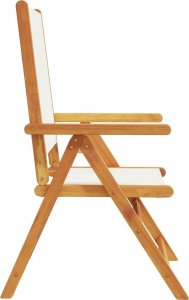 vidaXL vidaXL Rozkładane krzesła ogrodowe, 8 szt., kremowe, drewno i tkanina 5