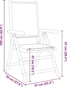 vidaXL vidaXL Rozkładane krzesła ogrodowe, 8 szt., kremowe, drewno i tkanina 10