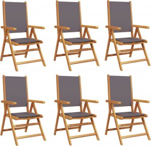 vidaXL vidaXL Rozkładane krzesła ogrodowe, 6 szt., antracyt, drewno i tkanina 2