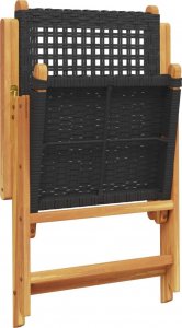 vidaXL vidaXL Rozkładane krzesła ogrodowe, 4 szt, czarne, polirattan i drewno 7