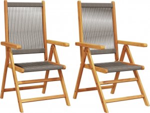 vidaXL vidaXL Krzesła ogrodowe, 2 szt., szare, drewno akacjowe i PP 2