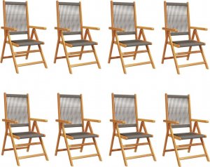 vidaXL vidaXL Rozkładane krzesła ogrodowe, 8 szt., szare, drewno akacjowe 2