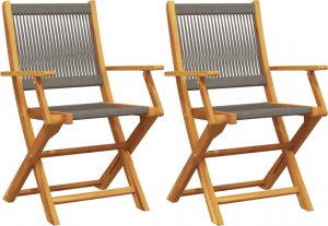 vidaXL vidaXL Krzesła ogrodowe, 2 szt., szare, akacja i polipropylen 2