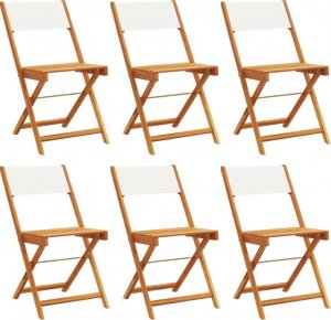 vidaXL vidaXL Składane krzesła ogrodowe, 6 szt., kremowa tkanina i drewno 2