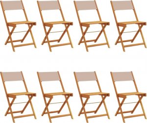 vidaXL vidaXL Składane krzesła ogrodowe, 8 szt., tkanina taupe i drewno 2