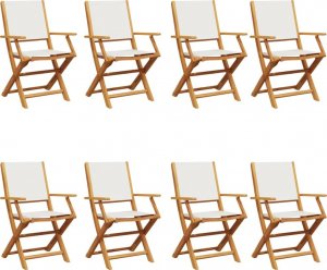 vidaXL vidaXL Składane krzesła ogrodowe, 8 szt., kremowa tkanina i drewno 2