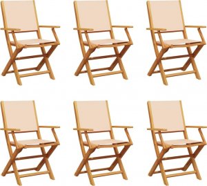 vidaXL vidaXL Składane krzesła ogrodowe, 6 szt., beżowa tkanina i drewno 2