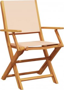 vidaXL vidaXL Składane krzesła ogrodowe, 6 szt., beżowa tkanina i drewno 3