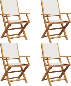 vidaXL vidaXL Składane krzesła ogrodowe, 4 szt., kremowa tkanina i drewno 2