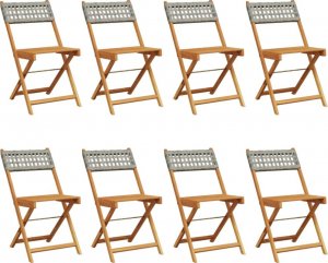 vidaXL vidaXL Składane krzesła ogrodowe, 8 szt., szary polirattan i drewno 2