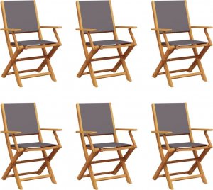 vidaXL vidaXL Składane krzesła ogrodowe, 6 szt., antracytowa tkanina i drewno 2