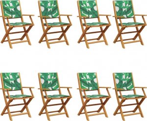 vidaXL vidaXL Składane krzesła ogrodowe, 8 szt., zielona tkanina i drewno 2