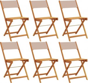 vidaXL vidaXL Składane krzesła ogrodowe, 6 szt., tkanina taupe i drewno 2