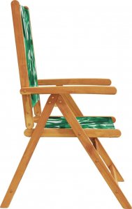 vidaXL vidaXL Rozkładane krzesła ogrodowe, 4 szt., zielona tkanina i drewno 5