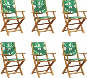vidaXL vidaXL Składane krzesła ogrodowe, 6 szt., zielona tkanina i drewno 2