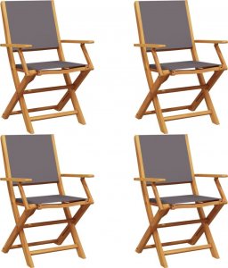 vidaXL vidaXL Składane krzesła ogrodowe, 4 szt., antracytowa tkanina i drewno 2