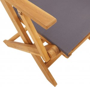 vidaXL vidaXL Składane krzesła ogrodowe, 4 szt., antracytowa tkanina i drewno 8