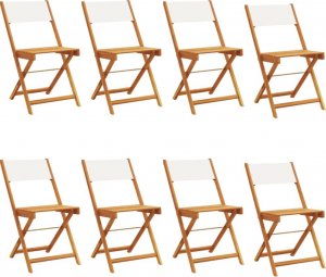 vidaXL vidaXL Składane krzesła ogrodowe, 8 szt., kremowa tkanina i drewno 2