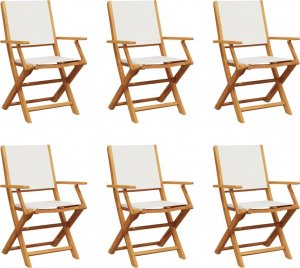 vidaXL vidaXL Składane krzesła ogrodowe, 6 szt., kremowa tkanina i drewno 2