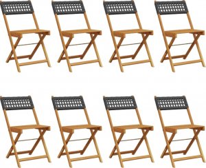 vidaXL vidaXL Składane krzesła ogrodowe, 8 szt, czarny polirattan i drewno 2