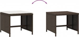 vidaXL vidaXL Stołki ogrodowe z poduszkami, 4 szt., brązowe, 40x40x35 cm 7