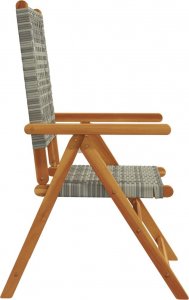 vidaXL Rozkładane krzesła ogrodowe, 8 szt., szare, polirattan i drewno 5