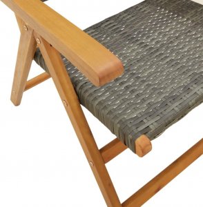 vidaXL Rozkładane krzesła ogrodowe, 8 szt., szare, polirattan i drewno 8