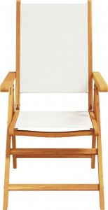 vidaXL Rozkładane krzesła ogrodowe, 4 szt., kremowe, drewno i tkanina 4