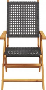 vidaXL Rozkładane krzesła ogrodowe, 6 szt, czarne, polirattan i drewno 4