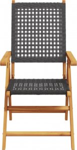 vidaXL Rozkładane krzesła ogrodowe, 8 szt, czarne, polirattan i drewno 4