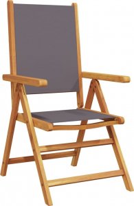 vidaXL Rozkładane krzesła ogrodowe, 8 szt., antracyt, drewno i tkanina 3