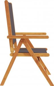 vidaXL Rozkładane krzesła ogrodowe, 8 szt., antracyt, drewno i tkanina 5