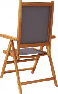 vidaXL Rozkładane krzesła ogrodowe, 8 szt., antracyt, drewno i tkanina 6